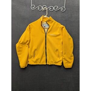 Vtg Columbia Yellow Fleece Jacket Full Zip Made in the USA Tech Interchange XLP